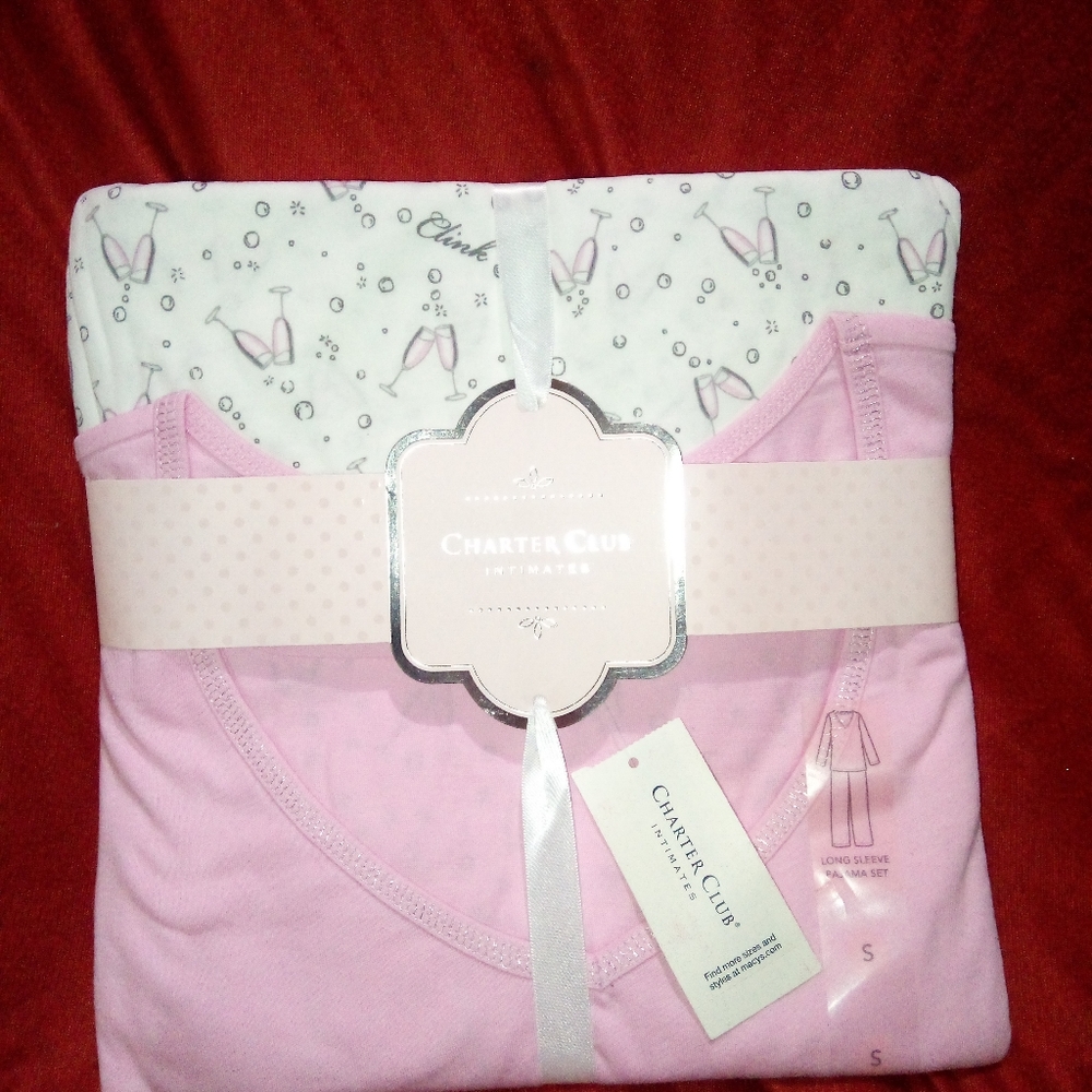 Charter Club Womens Pajama Set -Champagne Bubbly